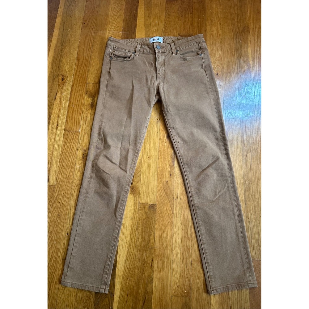 Paige Skyline Skinny Jeans Womens 28 Camel Brown Tan Mid Rise Stretch Denim